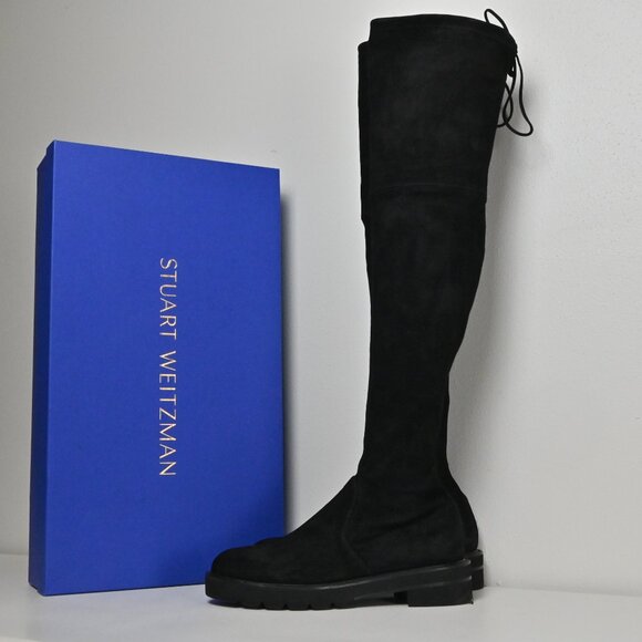 Stuart Weitzman Lowland Lift Jocey Over-the-Knee Suede Tall Black Boot US10 UK8 - Picture 5 of 16